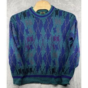VTG‎ USA 90's Colours by Alexander Julian Multicolor Crewneck Cotton Sweater XL